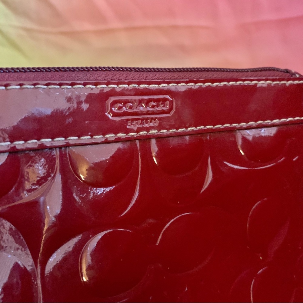 Coach Oxblood Patent Leather Vintage Wristlet - Picture 5 of 6